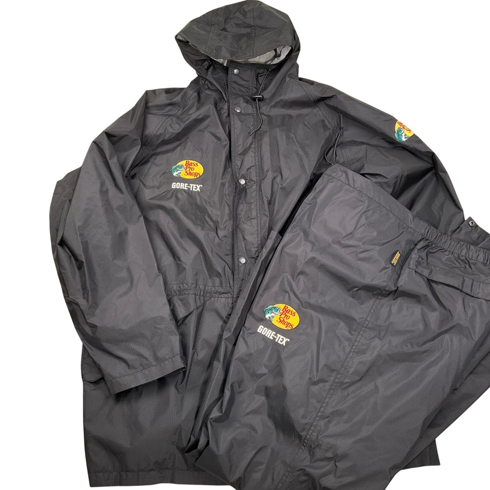 Bass Pro Shop GORE-TEX Rain Mens 2XLT Black Fishing Outdoor Softshell 2pc Set